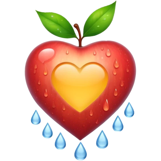white heart with a raindrop pattern inside, apple emoji style emoji