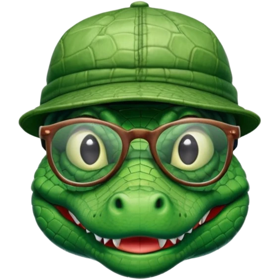 Alligator with fitted cap and glasses emoji