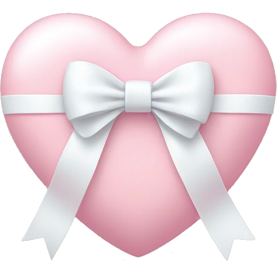 Pastel pink heart with white bow emoji