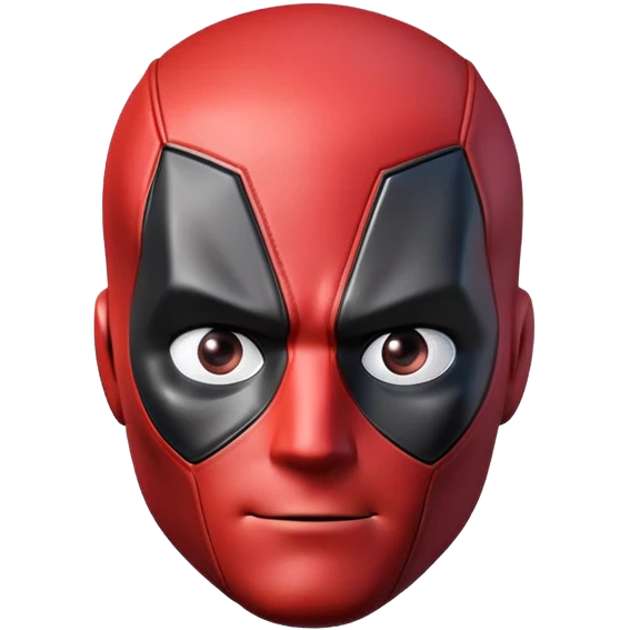 3D floating style face emoji of the character 'Deadpool' from 'Marvel Movies', looking straight ahead. equal lighting, soft light, color correction, sharpening, isolated on solid white background.
 emoji