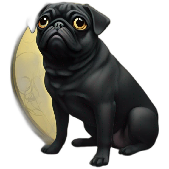 A cyberpunk black pug in Art Nouveau style during 1910 emoji