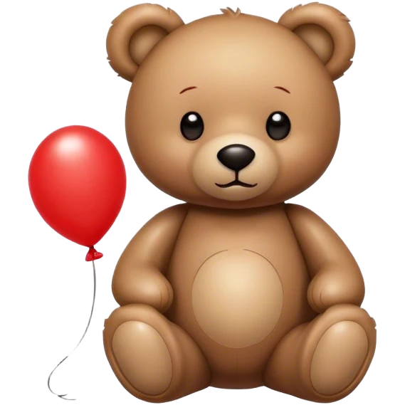 Teddy sitting with red balloon emoji