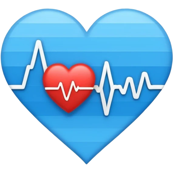 Minimal medical AI logo, heart + signal wave, flat emoji style, clean, modern, blue and white emoji