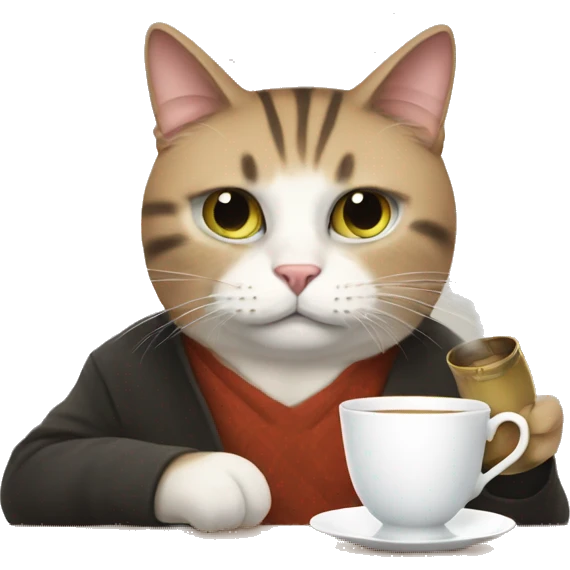 Judgmental cat drinking tea emoji