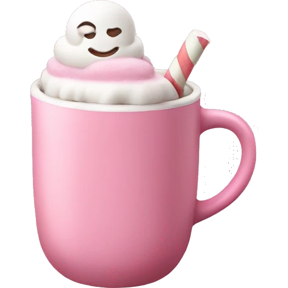 pink hot chocolate with marshmallow emoji