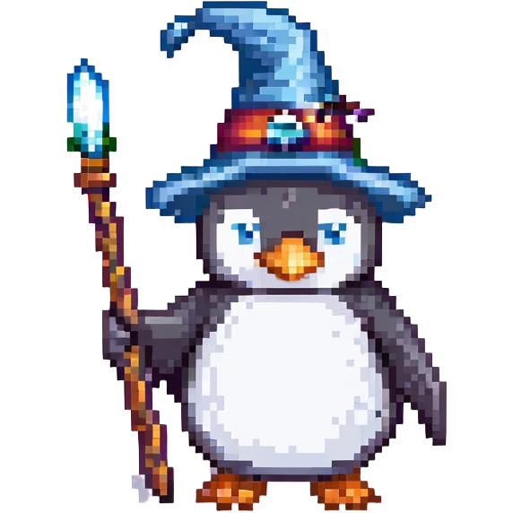 A penguin wizard emoji