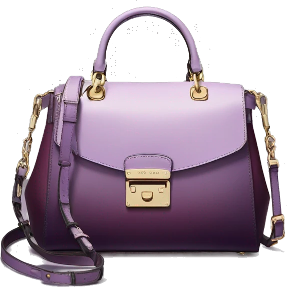 Realistic isolated lavender to dark plum ombre Michael Kors satchel purse.  emoji