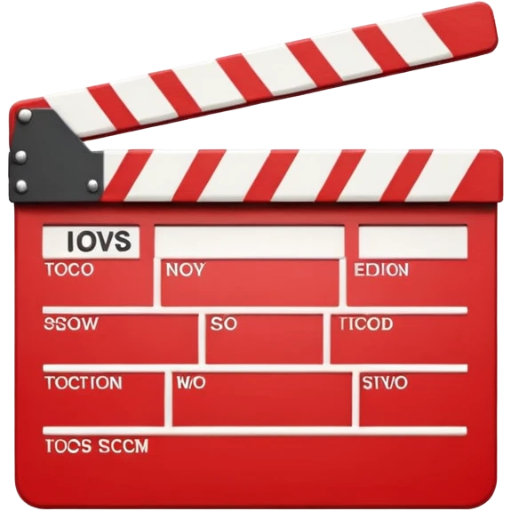 red clapperboard used in filmmaking, cute and stylish design emoji