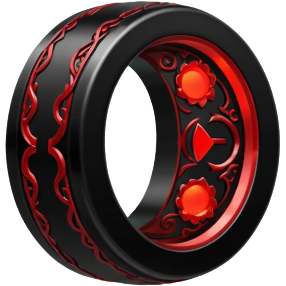 iOS sticker, dark fantasy ring, black metal, red inner glow, minimal emoji