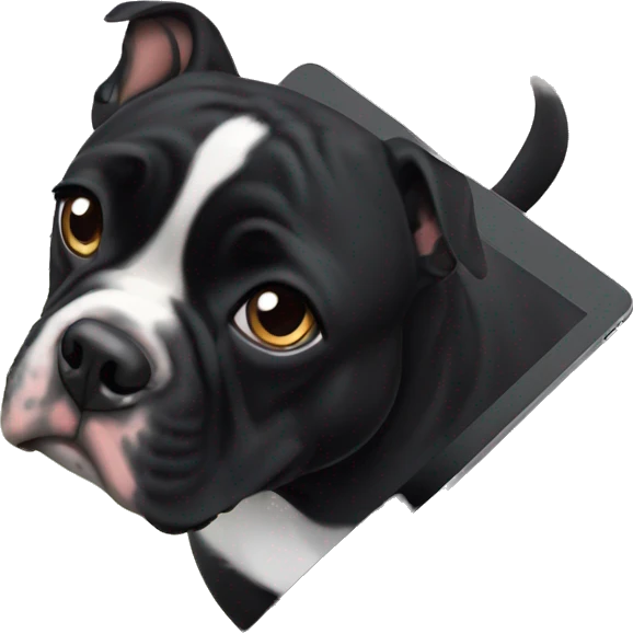 Black french buldog with ipad emoji