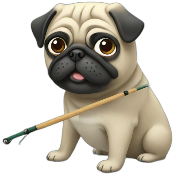 Pug fishing emoji