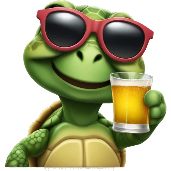Turtle wearing sunglasses toasting a cheers! emoji