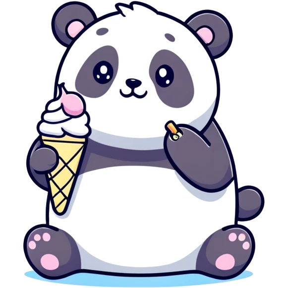 Panda eating ice cream emoji