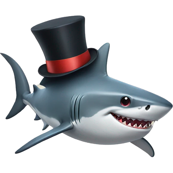 Shark with a top hat emoji