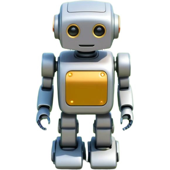 a small robot stands on a square playing field emoji
