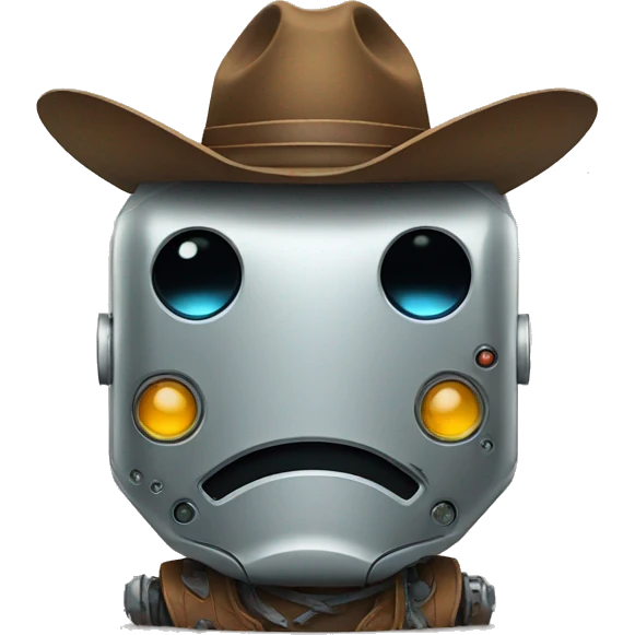 Sad robot with a cowboy hat emoji