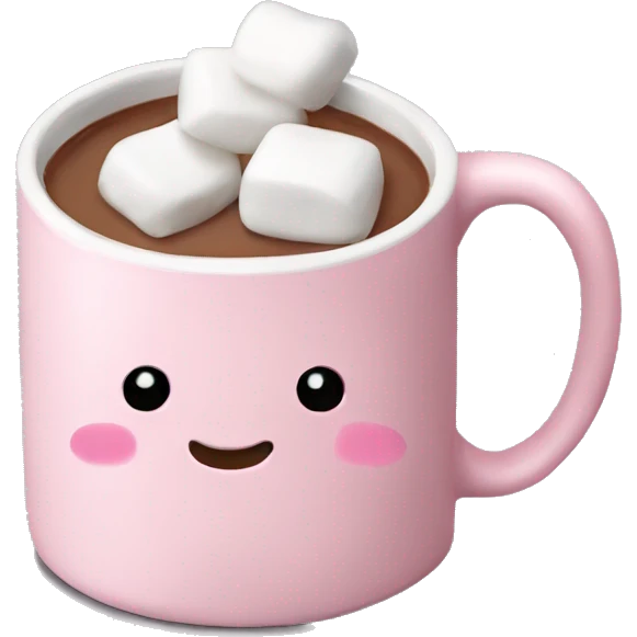 Light Pink mug of hot chocolate with marshmallows  emoji