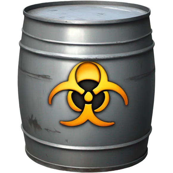 Biohazard symbol on a metal barrel emoji | AI Emoji Generator