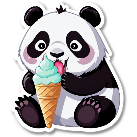 Panda eating ice cream emoji