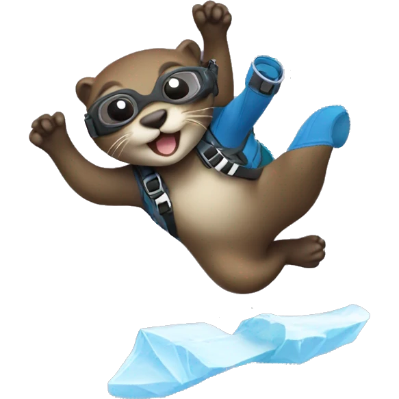 Skydiving otter, with a tag that says ice emoji | AI Emoji Generator