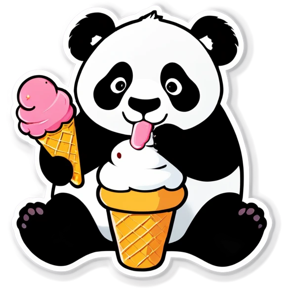 Panda eating ice cream emoji