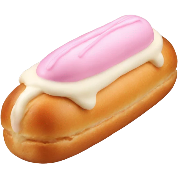 éclair with light pink cream icing emoji