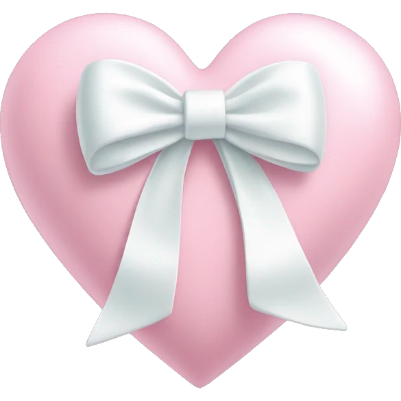 Pastel pink heart with white bow emoji