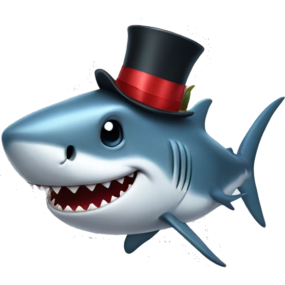 Shark with a top hat emoji
