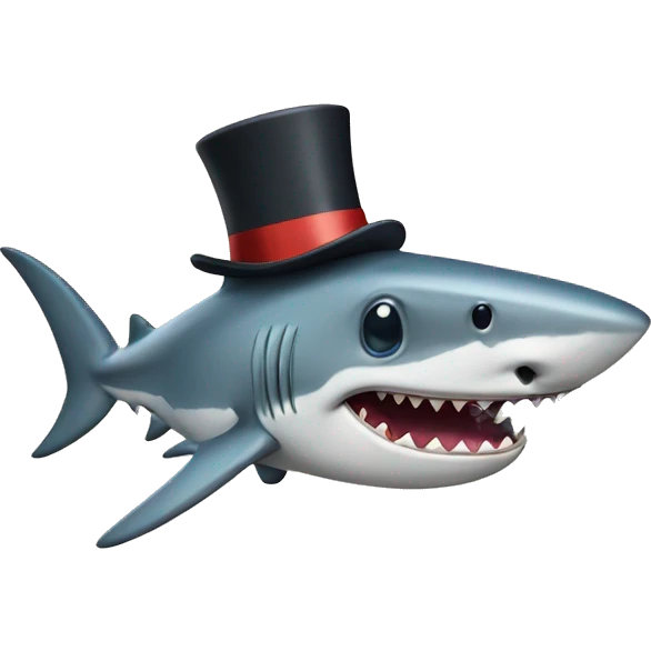 Shark with a top hat emoji