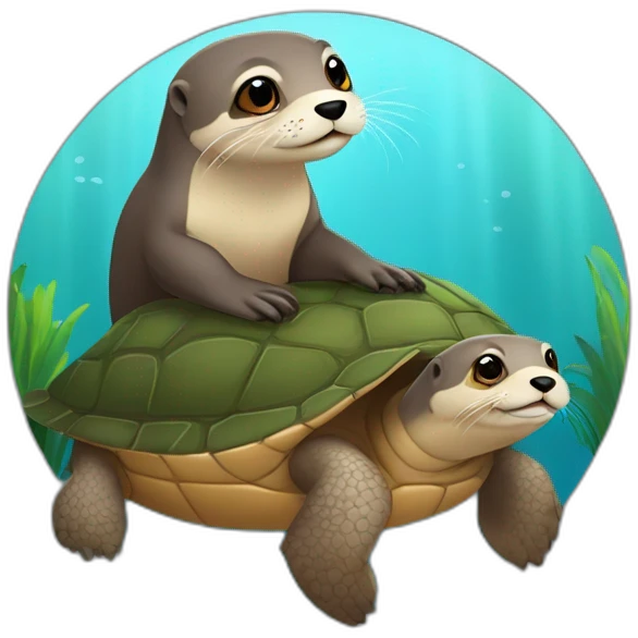Loutre sur une tortue emoji