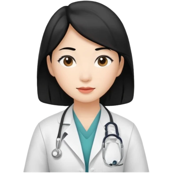 asian doctor female no stethoscopeblack hair emoji
