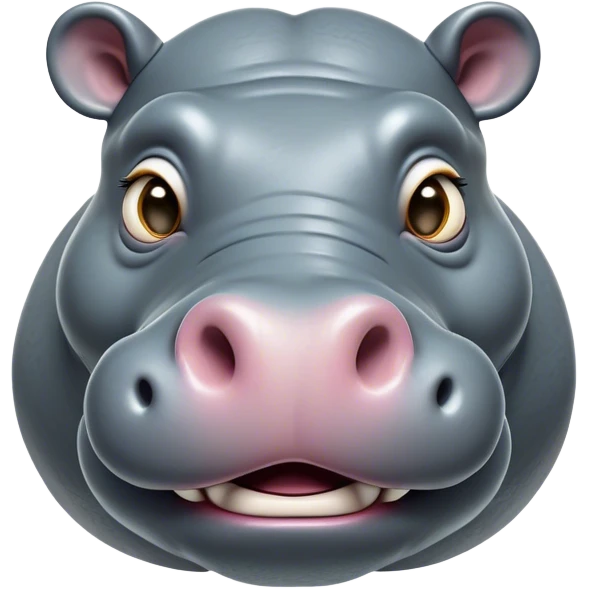 Cinematic Comical Hippo Portrait Emoji, Head tilted dramatically with an exaggeratedly amused expression, featuring a striking, glossy slate-gray hide with bold textured wrinkles, wide, expressive eyes filled with playful disbelief, Simplified yet hilariously expressive features, highly detailed, glowing with a slightly sassy glow, high shine, dramatic yet playful, stylized with an air of cheeky river mischief, bright and endearing, soft glowing outline, capturing the essence of a spirited and over-the-top hippo, so meme-worthy it feels like it could splash its way into internet fame instantly! emoji
