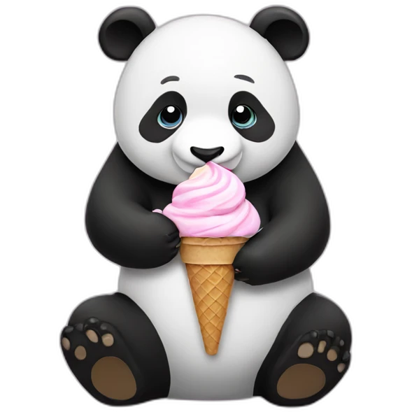 Panda eating ice cream emoji