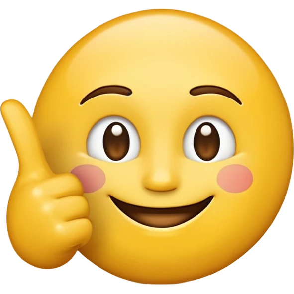  A small cartoon-style emoji illustration, transparent background, of a round yellow face (classic emoji style) smiling and making the JUL hand sign (both hands forward, fingers spread in a stylized “👐🤟” shape). Simple, clear, and recognizable like an official emoji. emoji