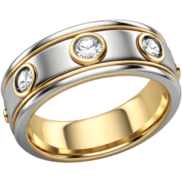 Tot et moi ring two toned mostly silver emoji
