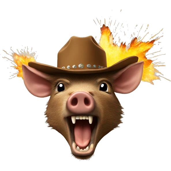 Boar head exploding with cowboy hat emoji