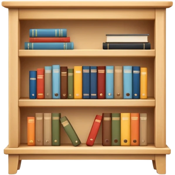 A small light wooden table bookshelf storage emoji