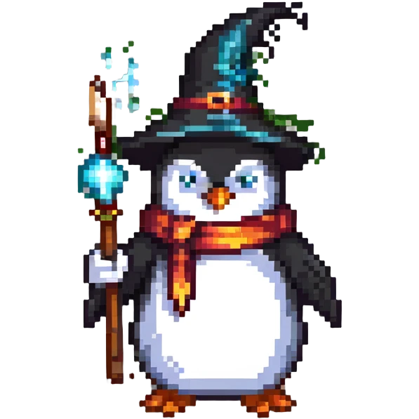 penguin wizard casting a spell emoji
