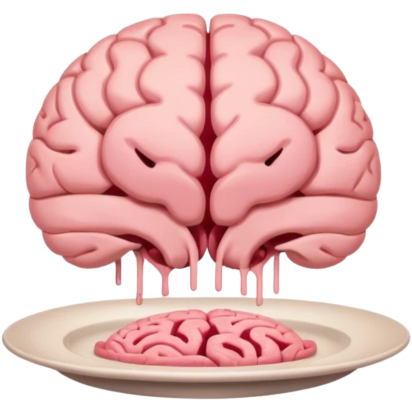 Brain on a plate next to head  emoji