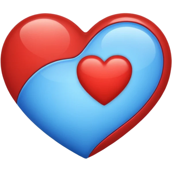 One half red and half blue heart emoji