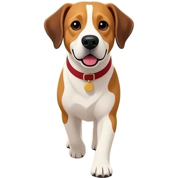 The dog walks into the bright living room emoji