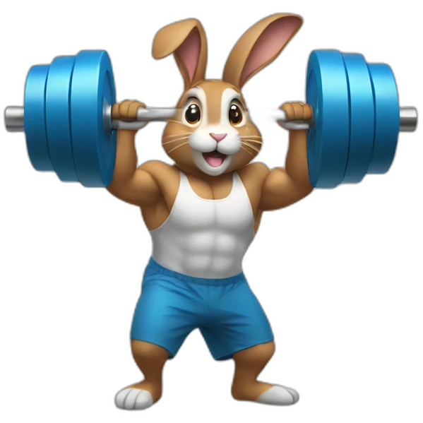 rabbit lifting weights emoji