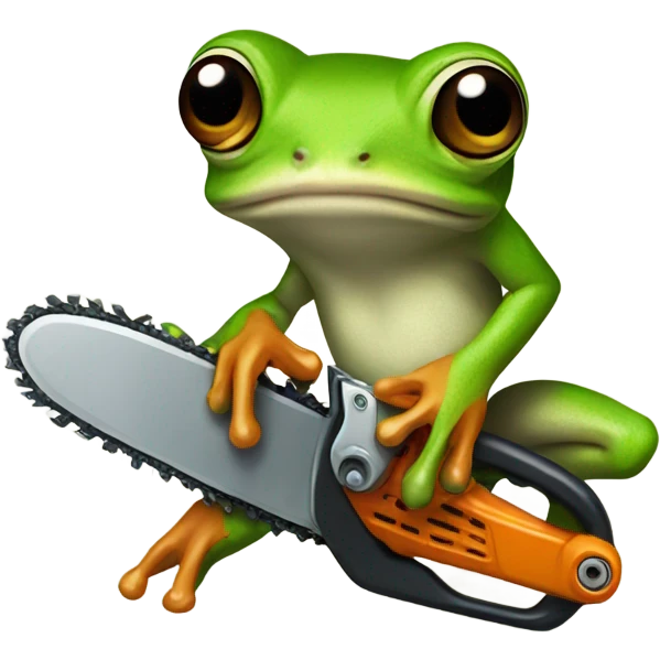 Tree frog holding chainsaw  emoji