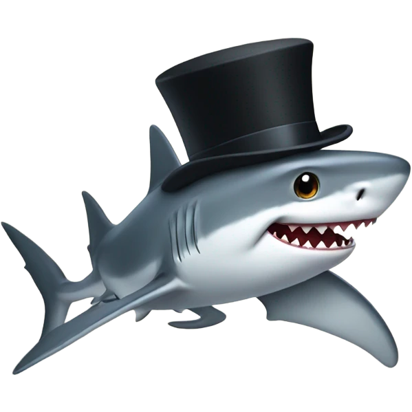 Shark with a top hat emoji