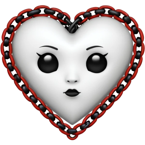 white goth heart with black studs or chains emoji