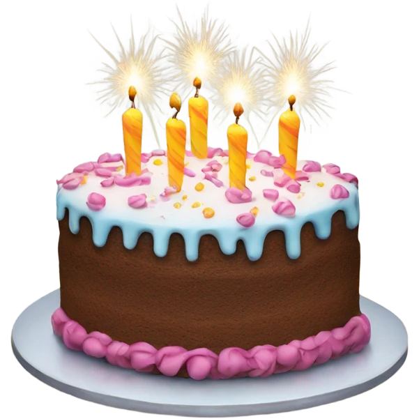 Birthday cake with sparkler candles emoji