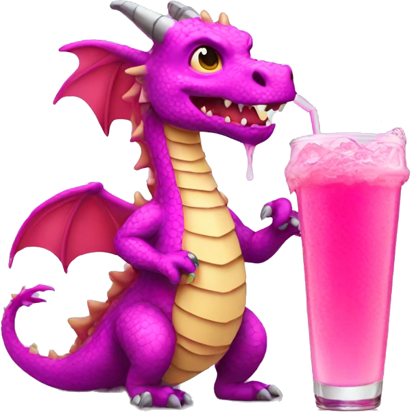 Dragon with pink drink emoji
