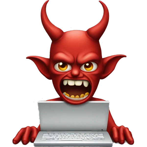 devil with computer emoji