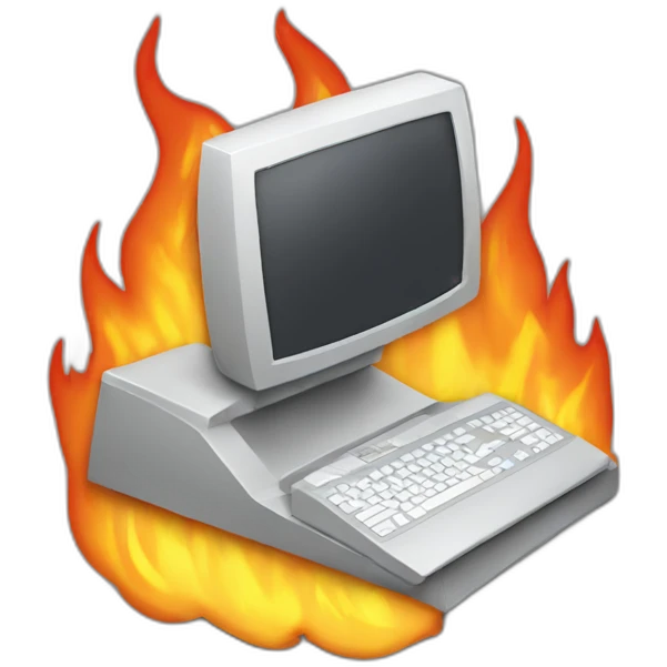 flaming pc workstation emoji