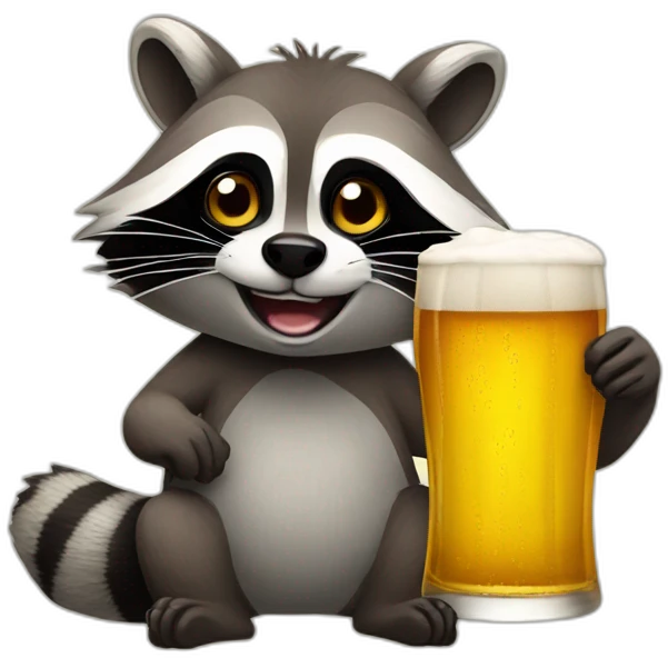 Racoon drinking beer emoji